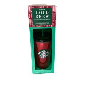 New Starbucks Gift Pack Red 16oz Double Wall Cold Cup 3 reusable straws + coffee